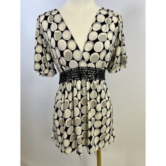 VTG Babydoll Top Womens Y2K 90s Tie Back Short Sleeve Embellished Size L - Picture 5 of 11